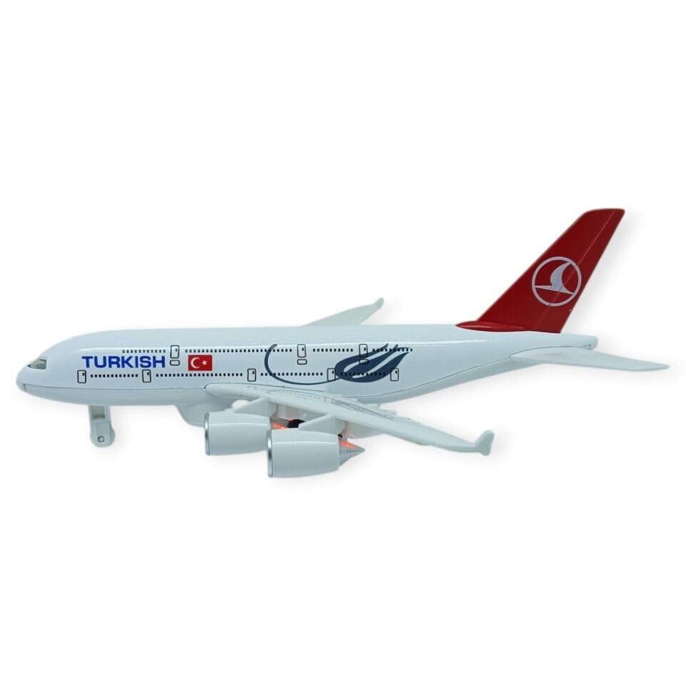 Çek Bırak Metal Yolcu Uçağı - 21 cm - Büyük Boy (Lisinya)
