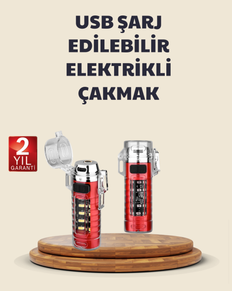 Kamp ve Outdoor İçin Çok Amaçlı Çakarlı Elektronik Çakmak - Lisinya