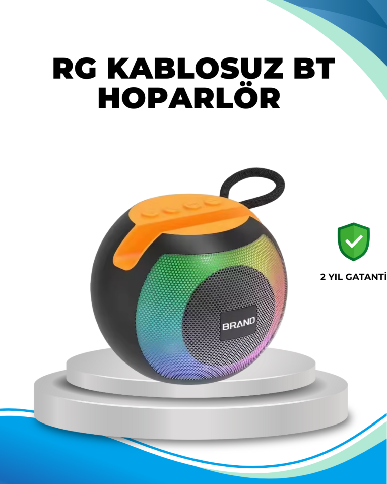 YamanHobi Bluetooth 5.0 RGB Işıklı Hoparlör Turuncu