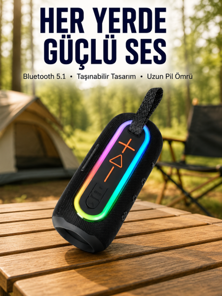 Renkli LED Işıklı Kablosuz Hoparlör IP67 Sertifikalı Yeni Nesil - Lisinya