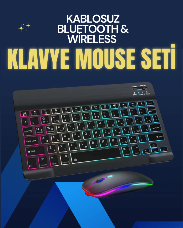 Şık ve Sessiz Tasarımlı Işıklı Klavye Mouse Seti – Şarjlı, Wireless - Lisinya