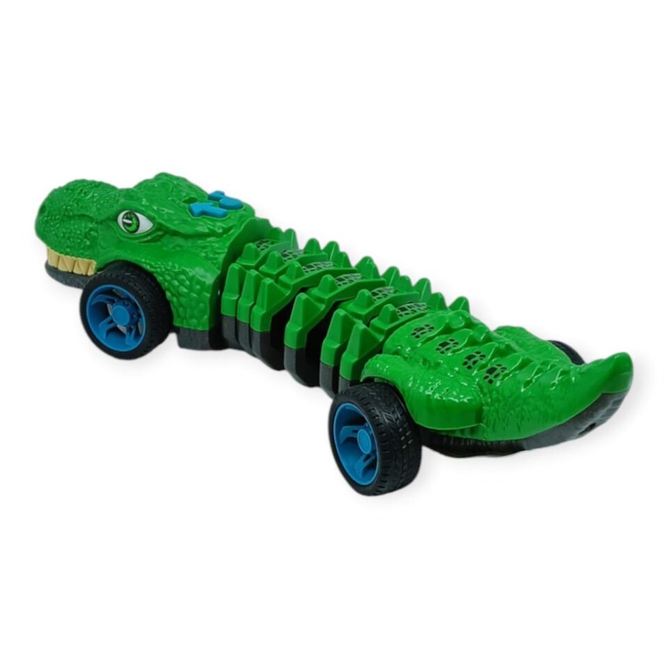 Timsah Araba - Otomatik Hareketli Sesli Işıklı 32 cm - Yeşil Gerçekçi Timsah (Lisinya)