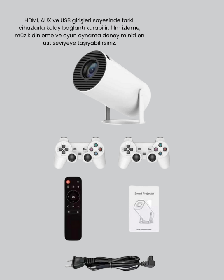 Projeksiyon Cihazı 4K Destekli Kablosuz Bağlantılı Bluetooth 5.0 - Lisinya