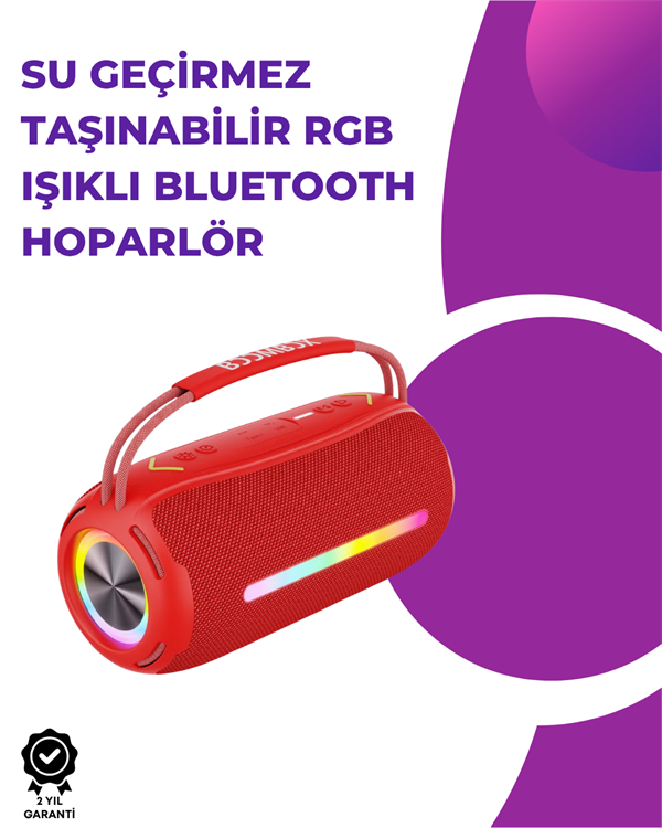 YamanHobi Taşınabilir RGB Bluetooth Hoparlör Turuncu