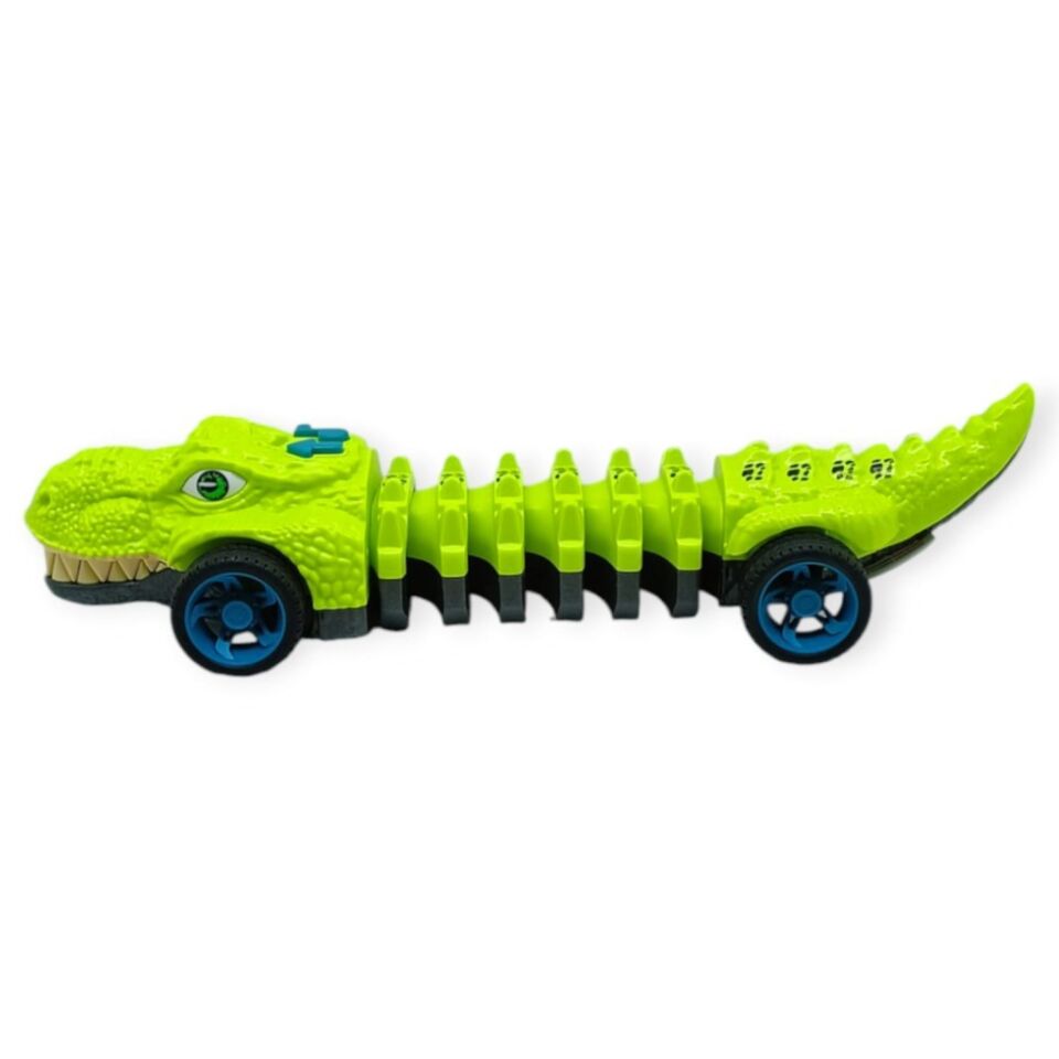 Timsah Araba - Otomatik Hareketli Sesli Işıklı 32 cm - Açık Yeşil Timsah (Lisinya)