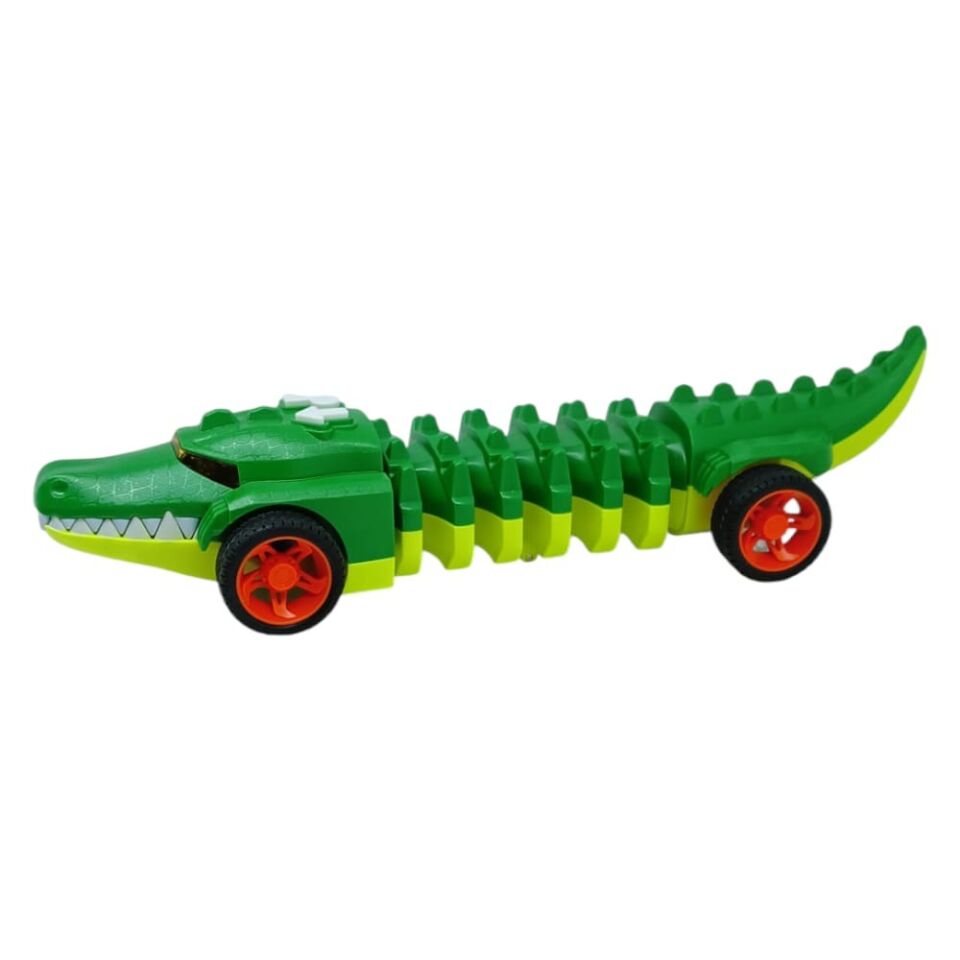 Timsah Araba - Otomatik Hareketli Sesli Işıklı 32 cm - Yeşil Timsah (Lisinya)
