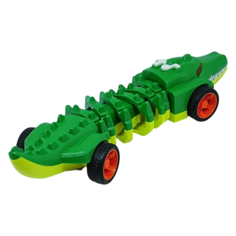 Timsah Araba - Otomatik Hareketli Sesli Işıklı 32 cm - Yeşil Timsah (Lisinya)