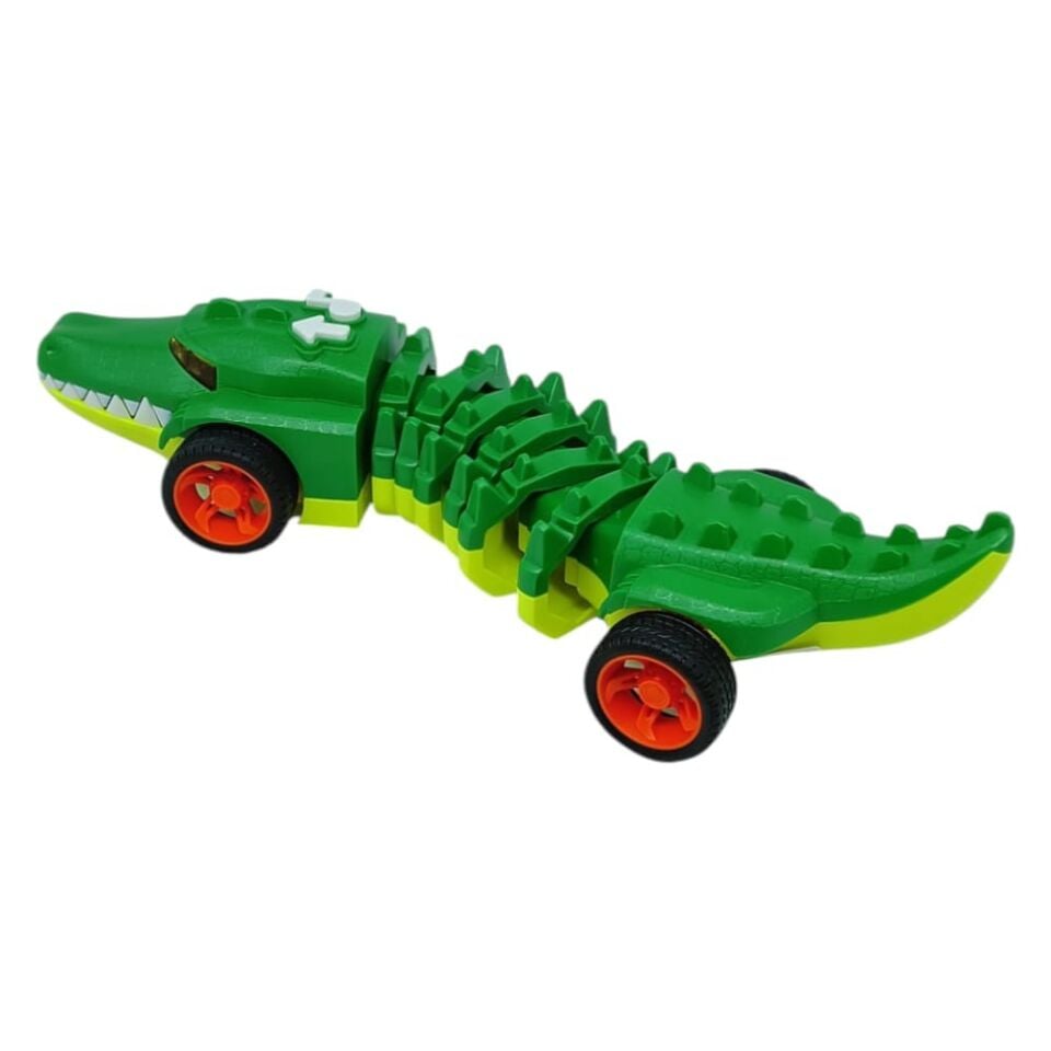 Timsah Araba - Otomatik Hareketli Sesli Işıklı 32 cm - Yeşil Timsah (Lisinya)