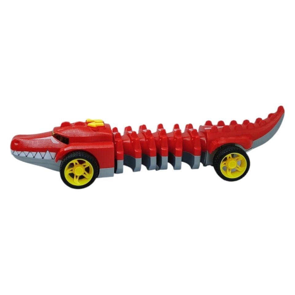 Timsah Araba - Otomatik Hareketli Sesli Işıklı 32 cm - Kırmızı Timsah (Lisinya)