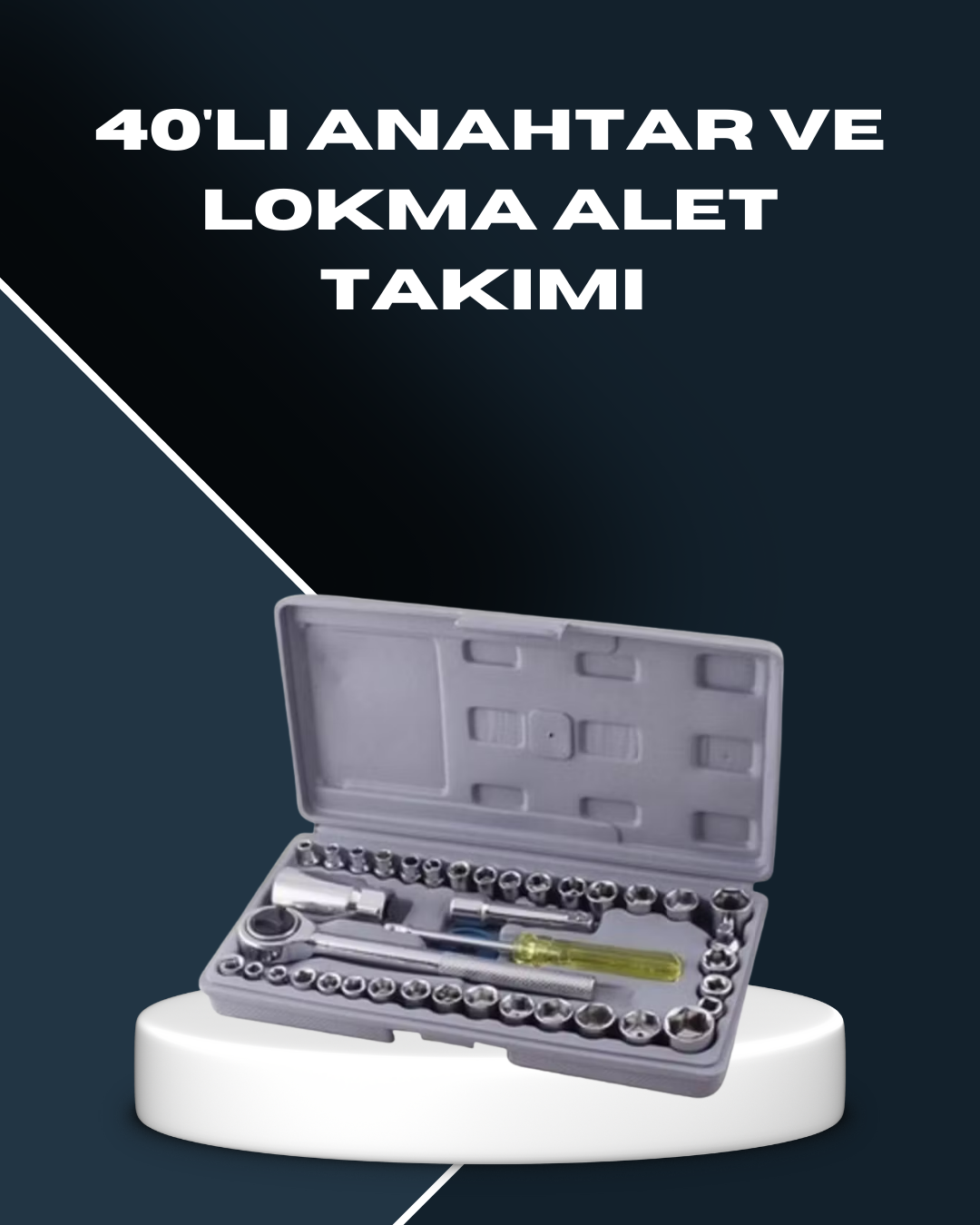 Dayanıklı Karbon Çelik 40 Parça Lokma ve Cırcır Anahtar Seti