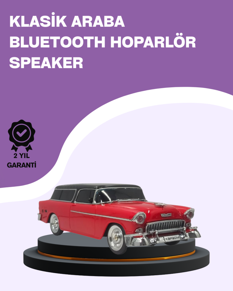 YamanHobi Retro Araç Tasarımlı Bluetooth Hoparlör 10W TWS Type-C Kırmızı