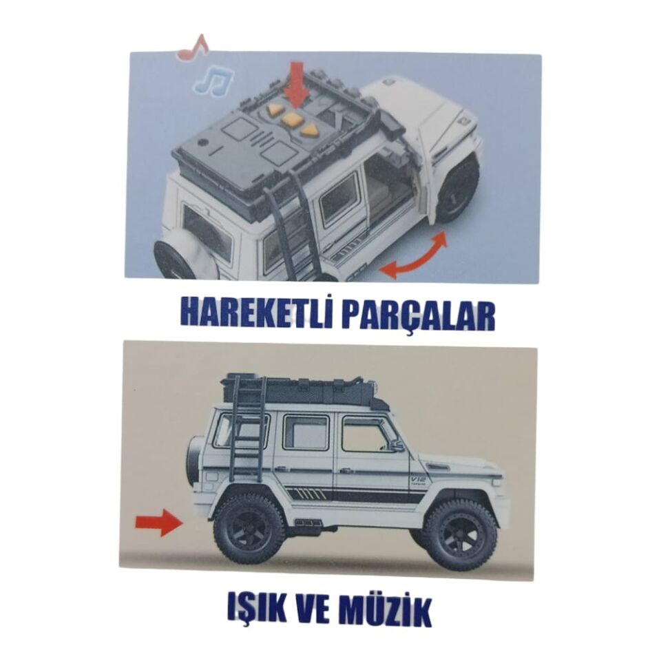 Sesli Işıklı Metal Off- Road Araba 17 cm - D700-04 - Mavi (Lisinya)