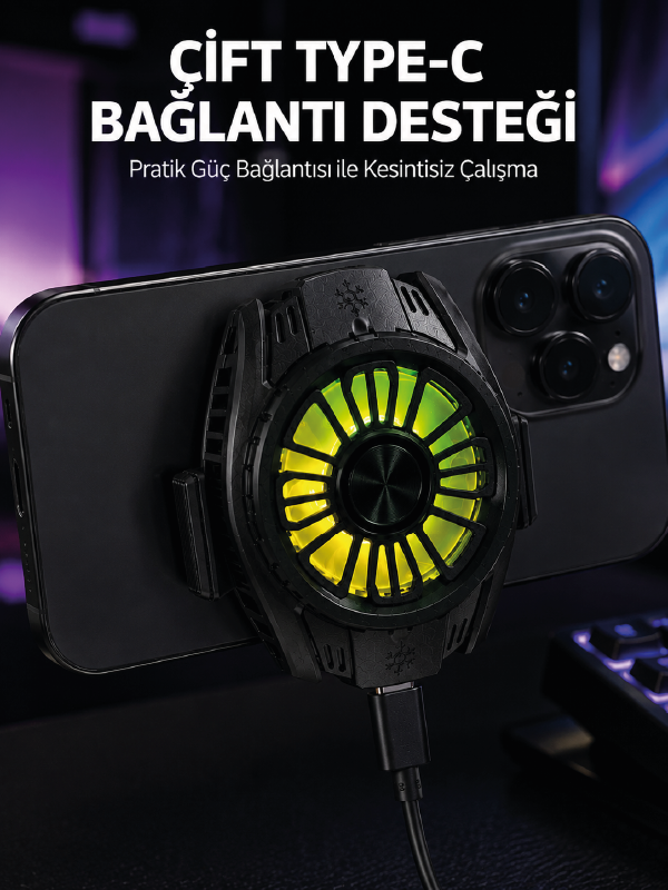 Manyetik Bağlantılı Çift Type-C Girişli Telefon Soğutucu - Lisinya
