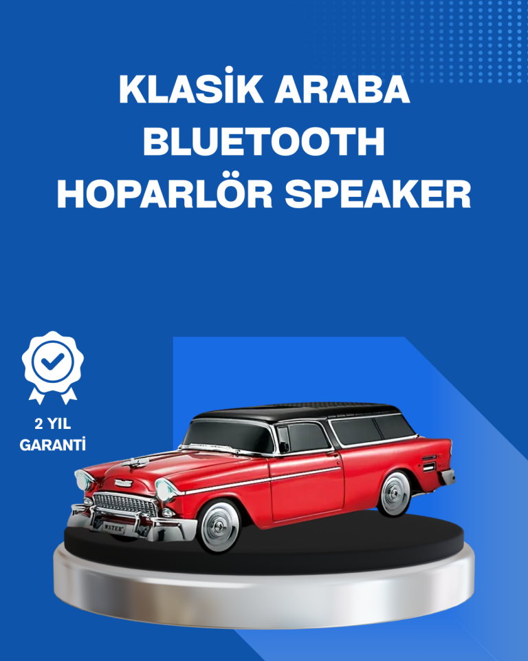 YamanHobi Retro Araç Tasarımlı Bluetooth Hoparlör 10W TWS Type-C Kırmızı