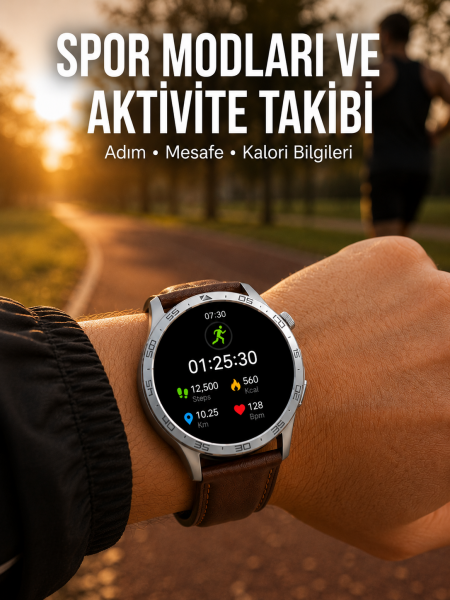 Bluetooth Bağlantılı Günlük Yaşam ve Spor Takip Akıllı Saati - Lisinya