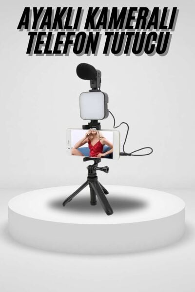 Akıllı Telefon Vlog Kiti Tripod Mini Mikrofonlu Telefon Tutucu - Lisinya
