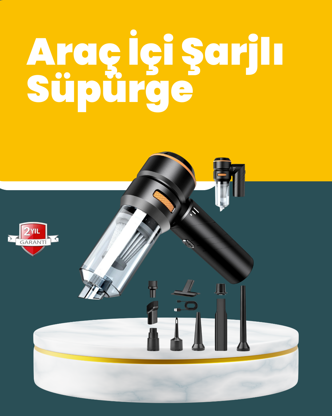 Araç İçi Derinlemesine Temizlik İçin Kompakt ve Ergonomik El Süpürgesi - Lisinya