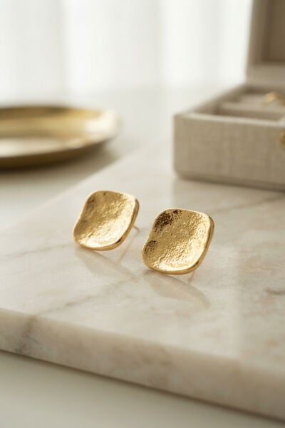 316L Çelik Gold Renk Ters Bombe Model Küpe - Lisinya