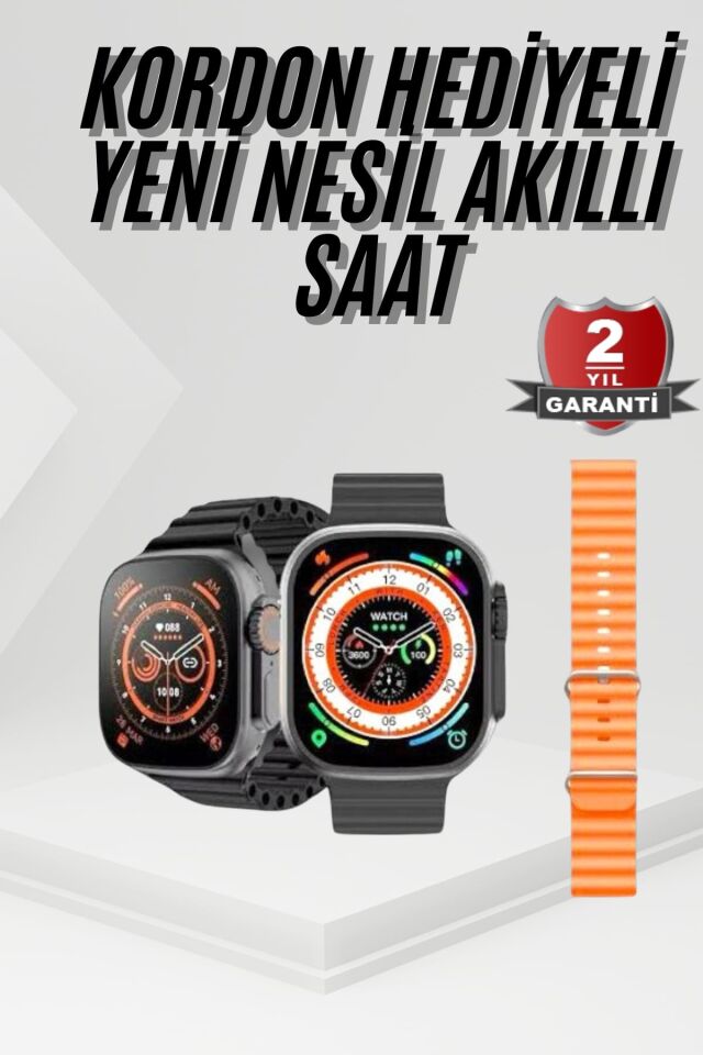 Akıllı Saat Sağlık Takibi Kalp Atışı Adımsayar Ultra Yeni Nesil nefes Egzersizi - Lisinya
