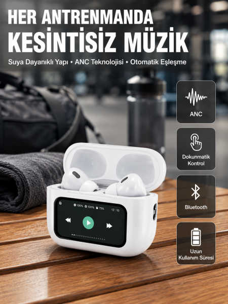 Otomatik Bağlantılı Bluetooth Kulaklık ANC Özellikli Su ve Ter Dayanıklı Yeni Nesil - Lisinya