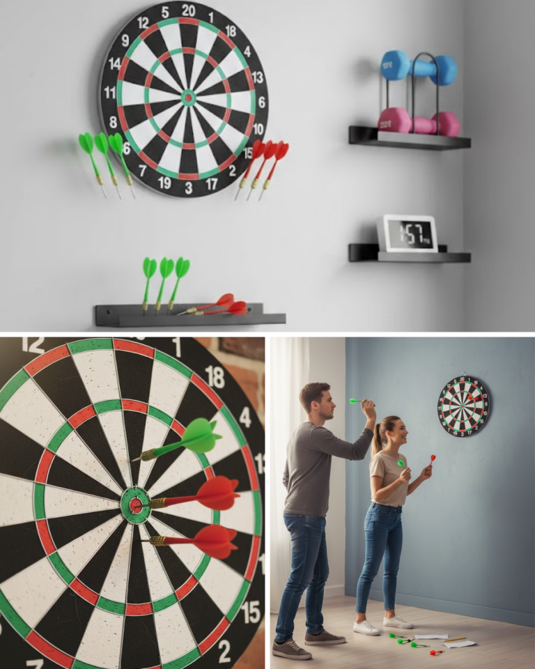 Şık Tasarımlı 15 İnç Dart Tahtası Metal Uçlu 4 Ok Seti - Lisinya
