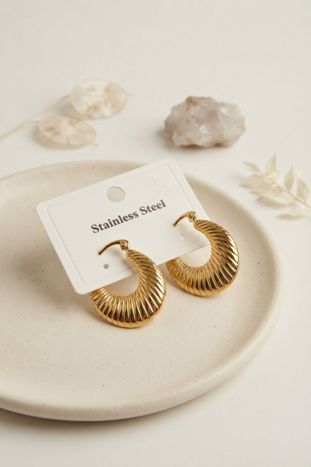 316L Çelik Gold Renk Halka Model Küpe - Lisinya