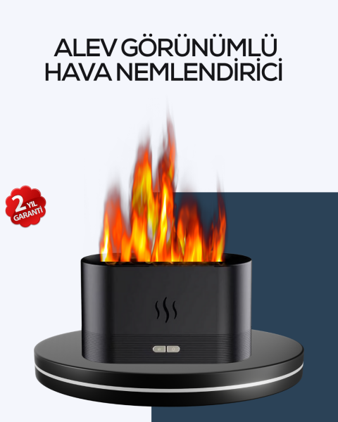 Aromatik Oda Kokusu Difüzörü Alev Tasarımlı LED Işıklı Nemlendirici - Lisinya