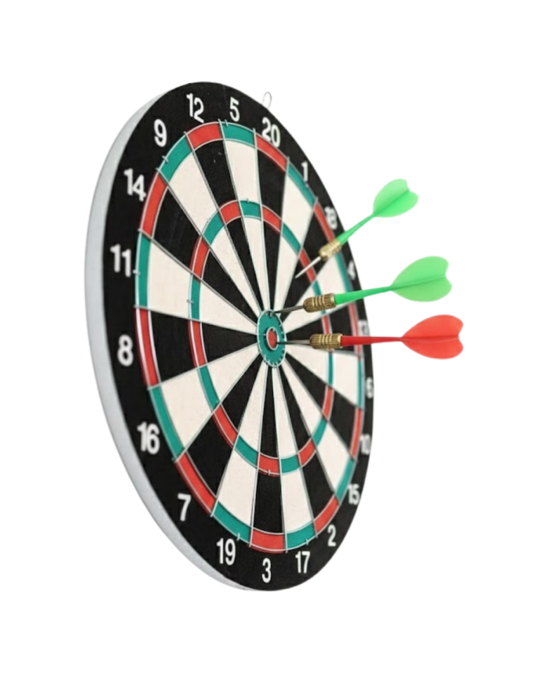 15 İnç Dart Tahtası 4 Metal Uçlu Dart Oku Dayanıklı Ahşap Gövde - Lisinya