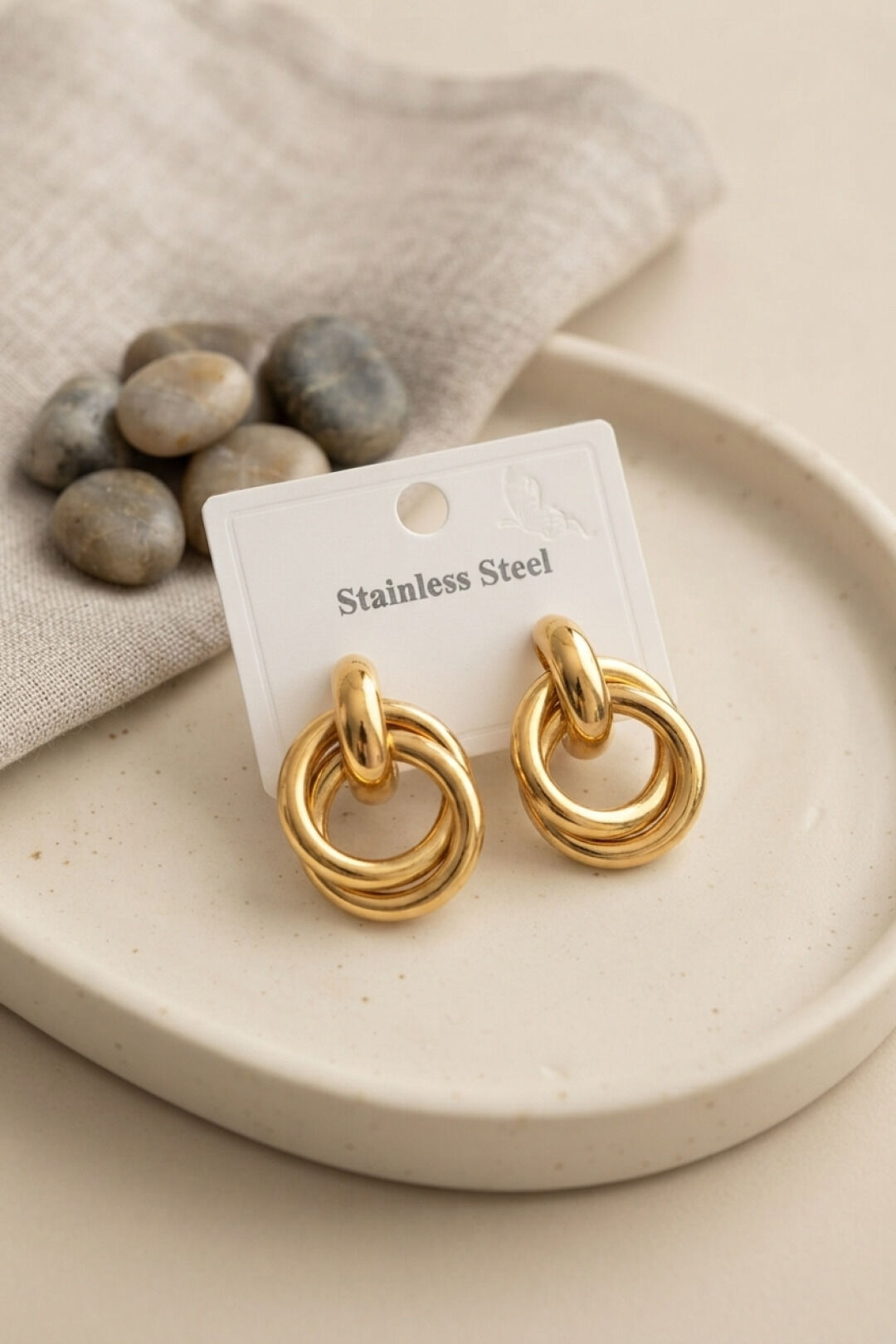 316L Çelik Gold Renk Halka Model Küpe - Lisinya