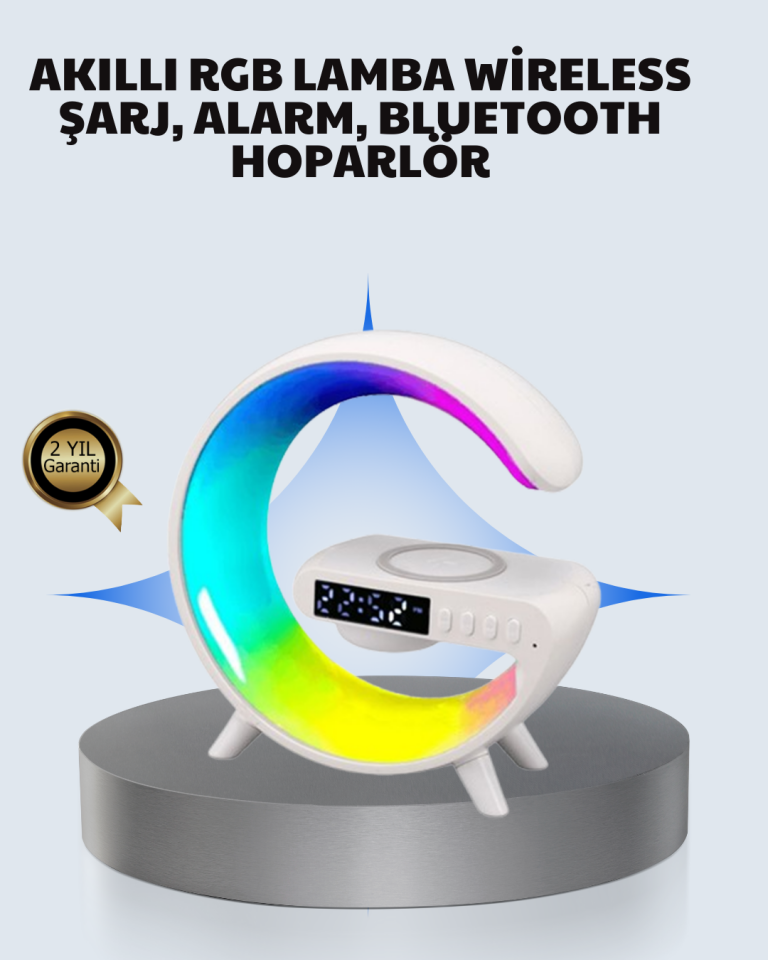 Başucu İçin Tasarlanmış Kablosuz Şarjlı Gece Lambası ve Bluetooth Ses Sistemi - Lisinya