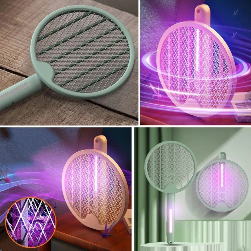 Tenis Raketi Tipi Masaüstü Olabilen Gece Lambalı Sinek Kovucu,öldürücü Raket ( Lisinya )