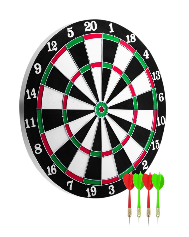 Kaliteli Ahşap Dart Tahtası 12 İnç 4 Adet Metal İğne Uçlu Ok - Lisinya