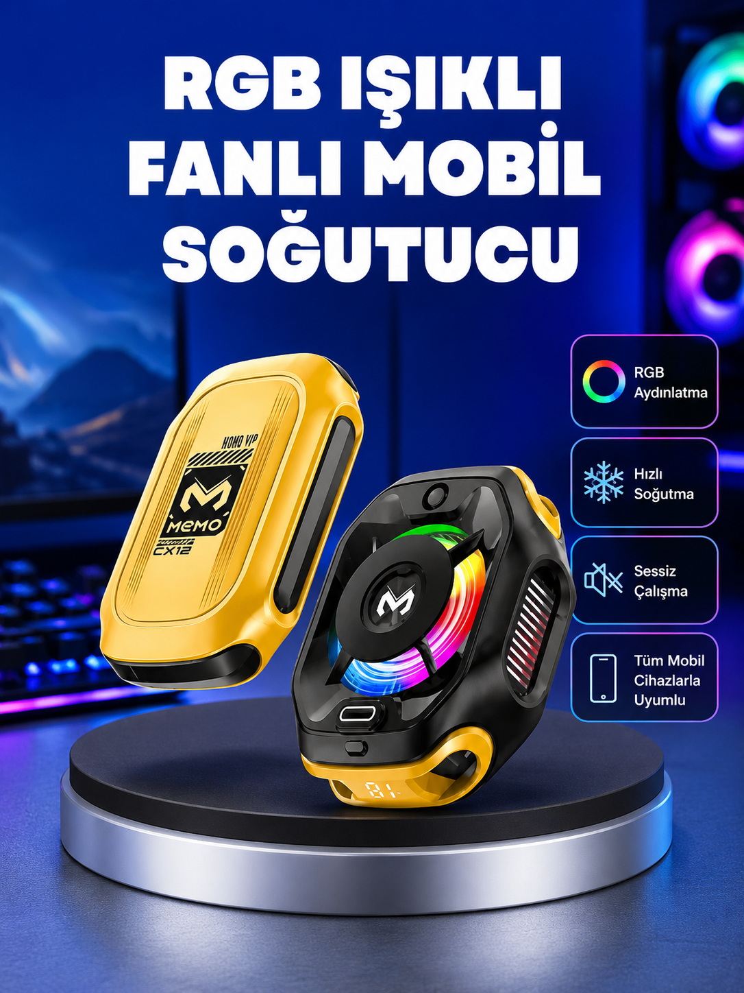 Type-C Girişli AI Modlu Yüksek Performanslı Telefon Soğutucu Yeni Nesil - Lisinya