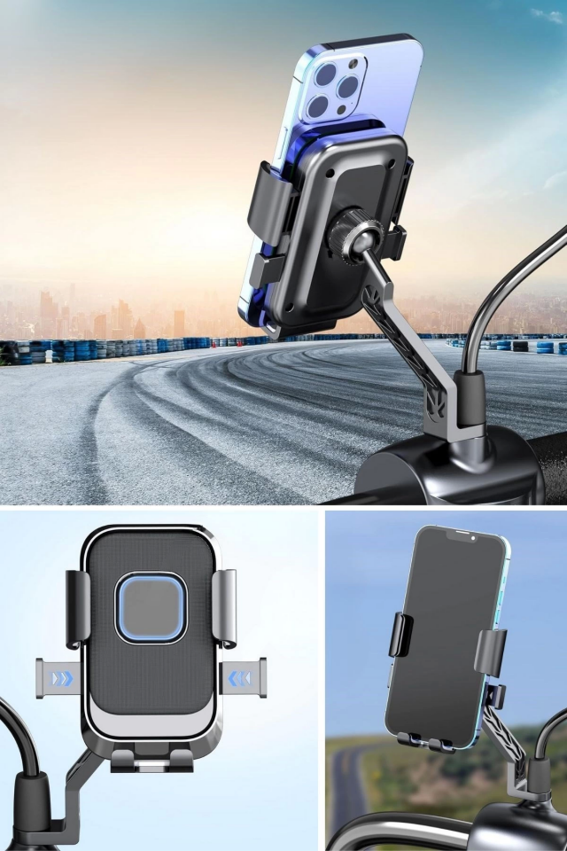 YamanHobi 360° Döner Motosiklet Bisiklet Scooter Dikiz Aynası Bağlantılı Telefon Tutucu