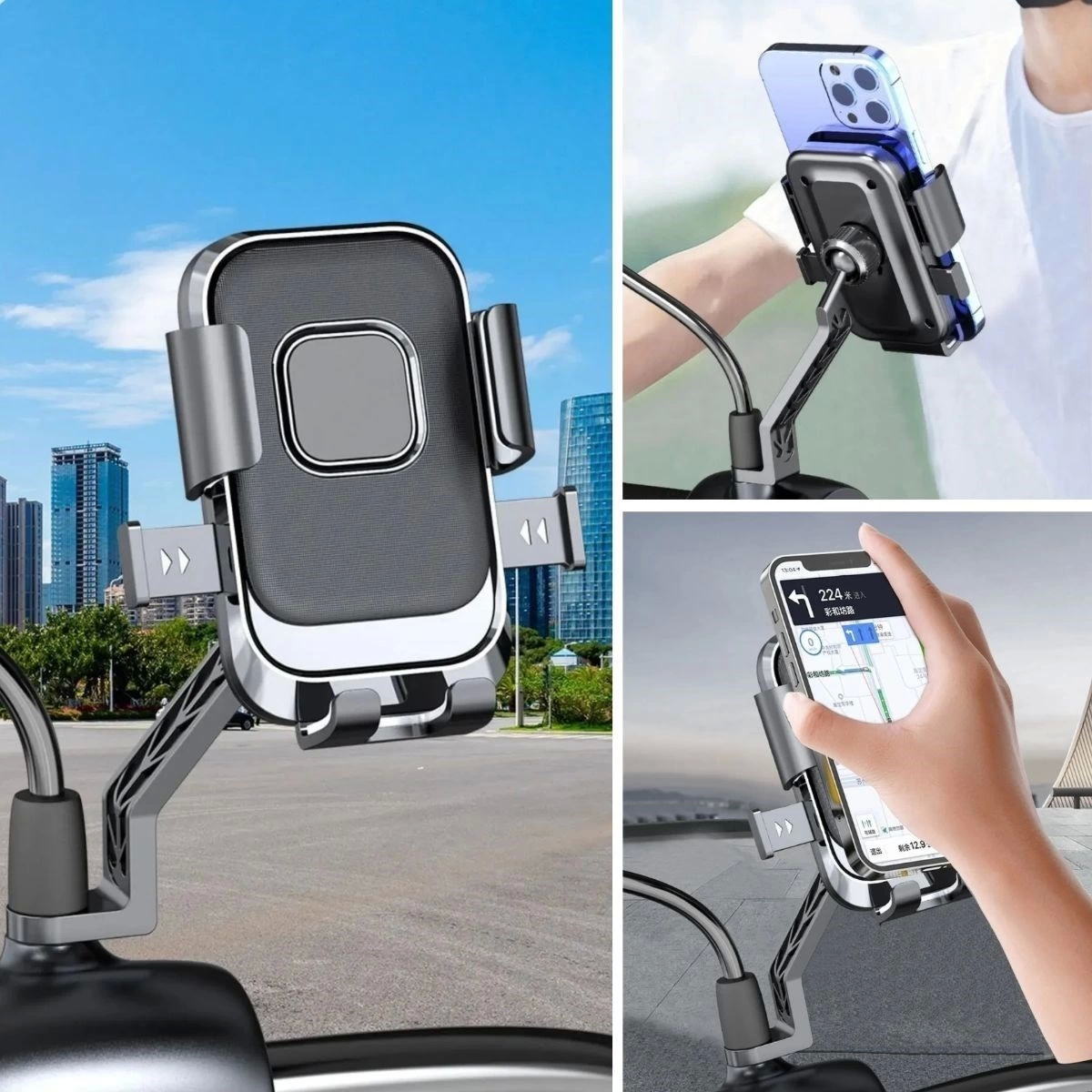 Motor,motosiklet,bisiklet ,scooter İçin 360 Derece Dönebilen Dikiz Aynası Versiyonu Telefon Tutucu Aparat ( Lisinya )