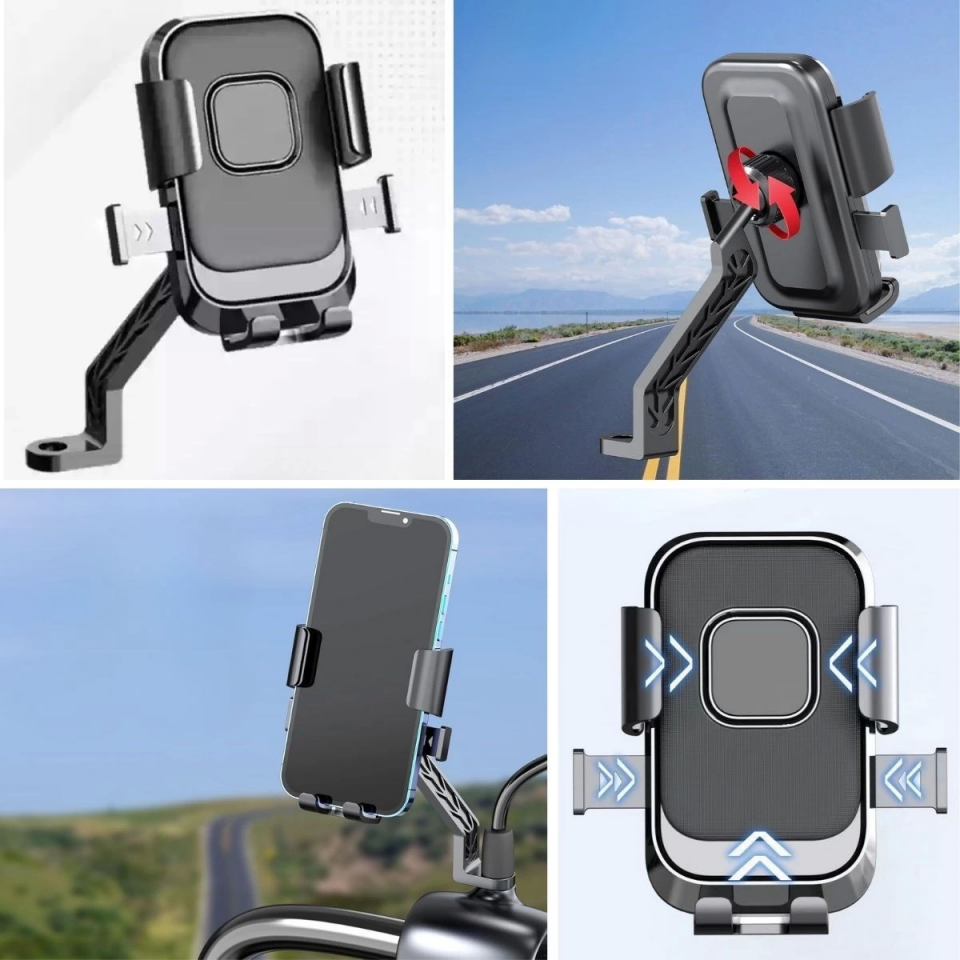 YamanHobi 360° Döner Motosiklet Bisiklet Scooter Dikiz Aynası Bağlantılı Telefon Tutucu