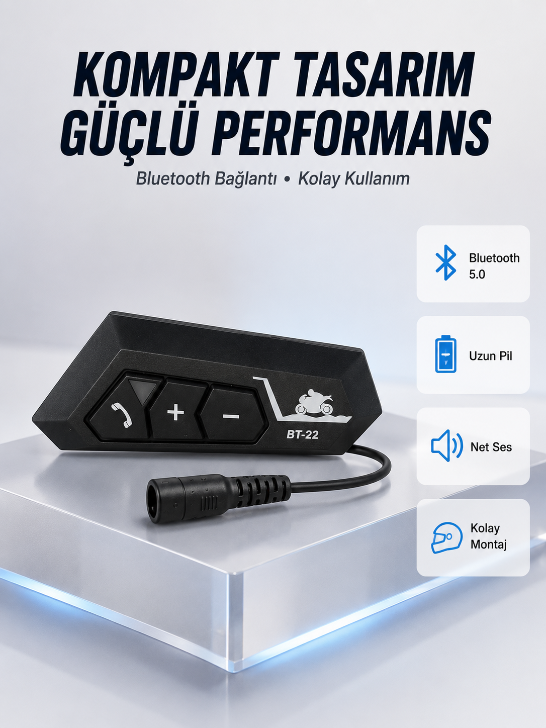 BT22 Motosiklet Kask İçi Bluetooth Kulaklık İnterkom Destekli Yeni Nesil - Lisinya