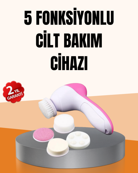 Derin Temizleme ve Masaj İçin 5 Başlıklı Yüz Cilt Bakım Aleti