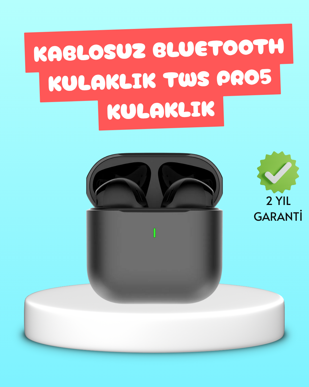 TWS Pro 5 Bluetooth Kulaklık – Kablosuz ve Şarj Kutulu Tasarım - Lisinya
