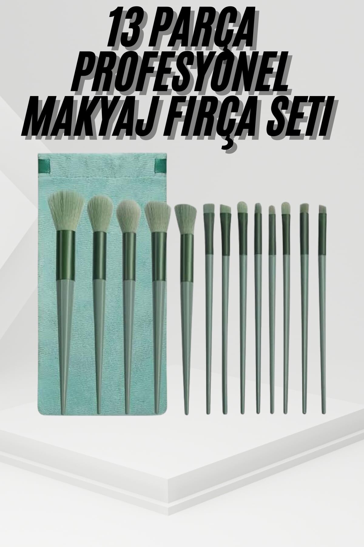 13 Parça Taşınabilir Kılıflı Profesyonel Makyaj Fırça Seti Pudra Allık Fondöten Fırçası - Lisinya