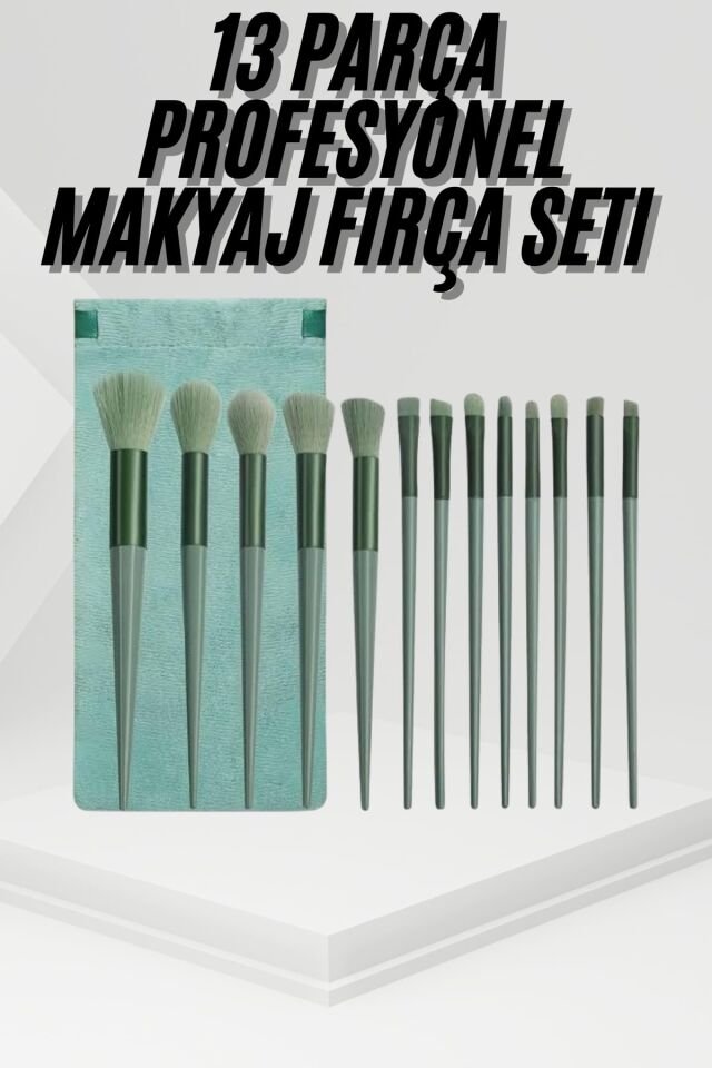 13 Parça Taşınabilir Kılıflı Profesyonel Makyaj Fırça Seti Pudra Allık Fondöten Fırçası - Lisinya