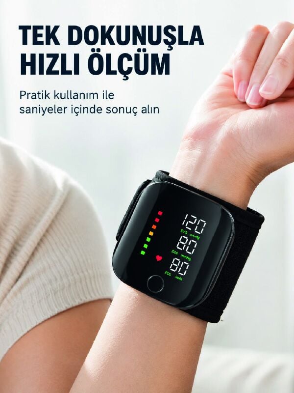 Bilekten Dijital Tansiyon Ölçer Geniş Ekran ve Kolay Okunabilir Gösterge - Lisinya