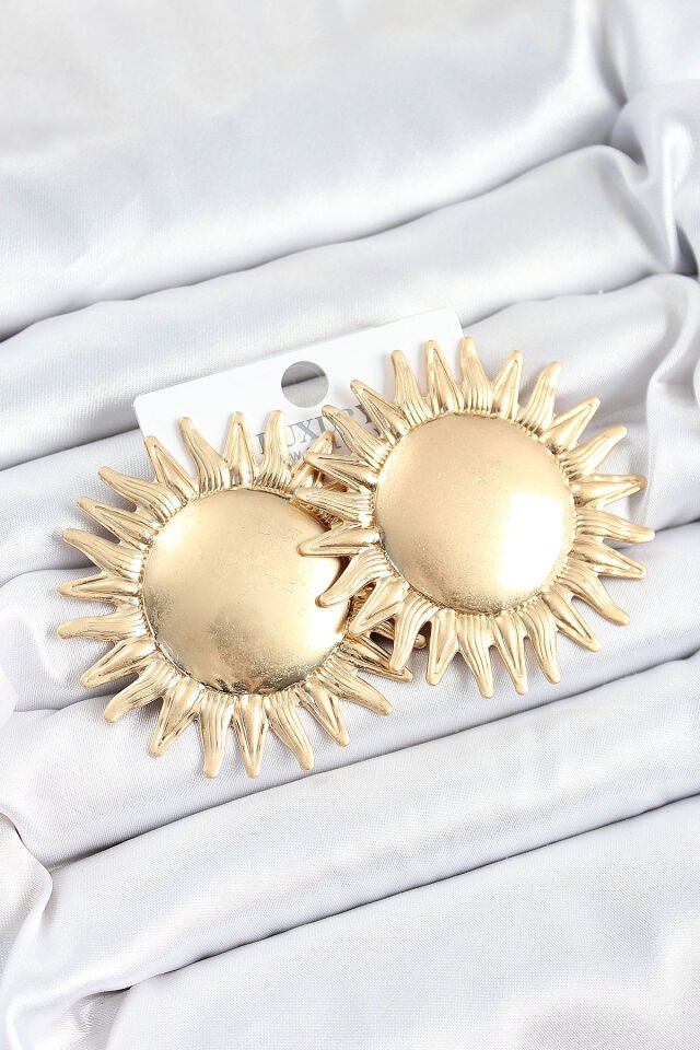 Pirinç Güneş Model Gold Renk Kadın Küpe - Lisinya