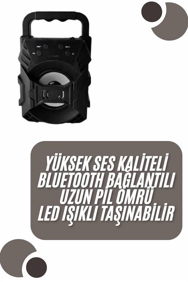 Kablosuz Bluetooth Hoparlör Ses Bombası RGB Işıklı Taşınabilir Yüksek Ses Kaliteli - Lisinya