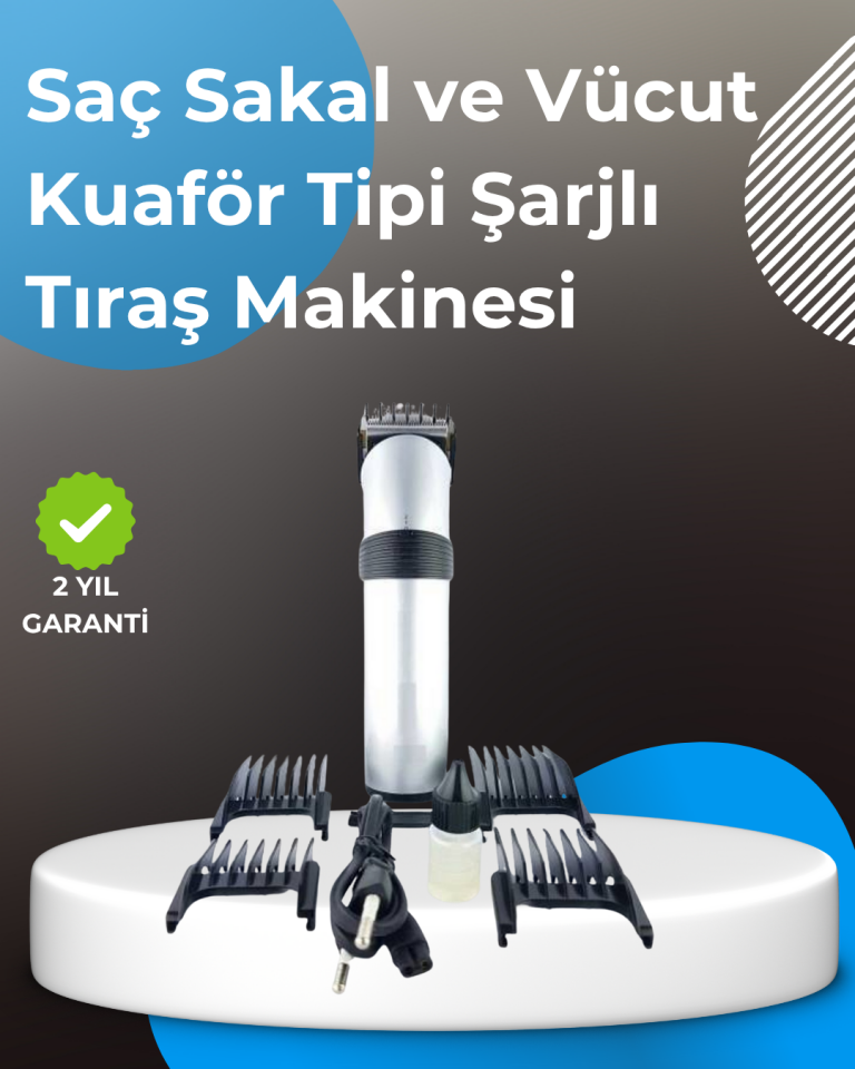 Profesyonel Saç ve Sakal Tıraş Makinesi – Tam Aksesuar Setli - Lisinya