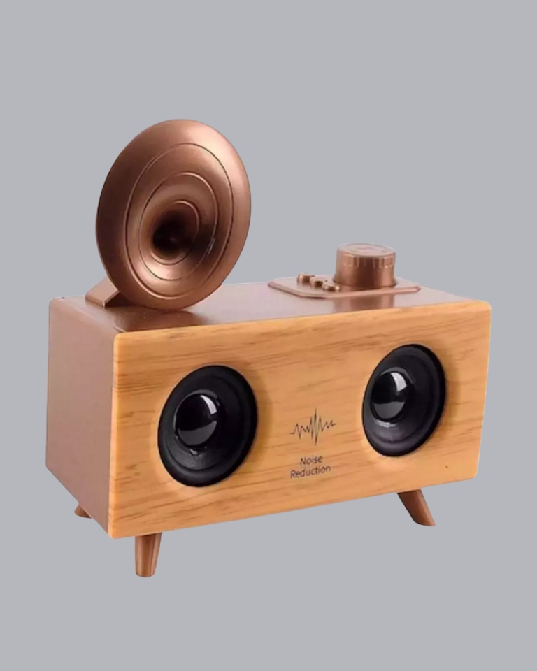 YamanHobi Çift Hoparlörlü Gramofon Bluetooth Hoparlör 1800 mAh Turuncu