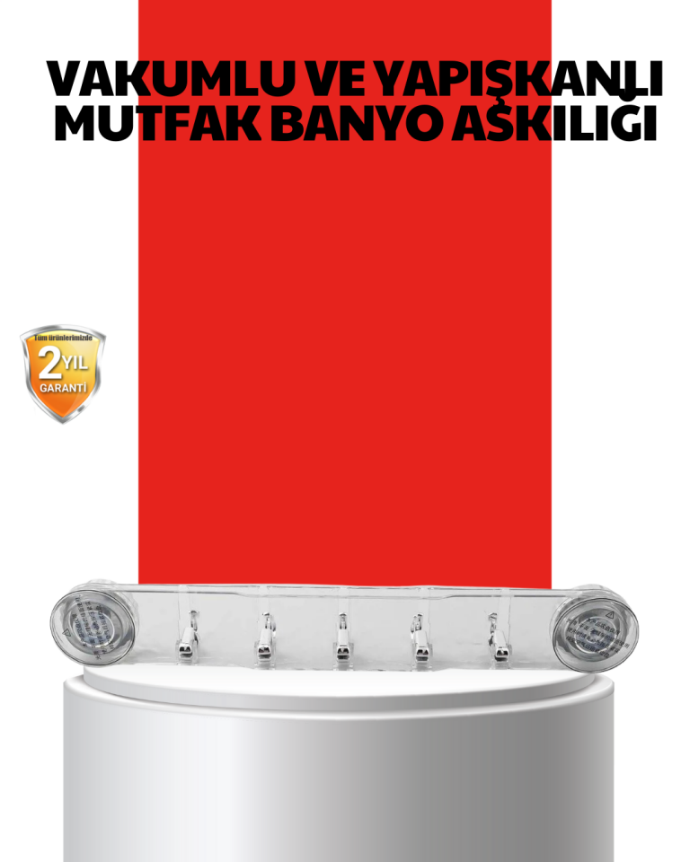 Vakumlu ve Yapışkanlı Mutfak Banyo Askılığı 5 Bölmeli Pratik Düzenleyici - Lisinya