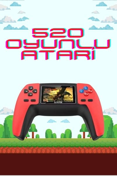 520 Retro Oyunlu El Konsolu Atari Oyun Konsolu Taşınabilir