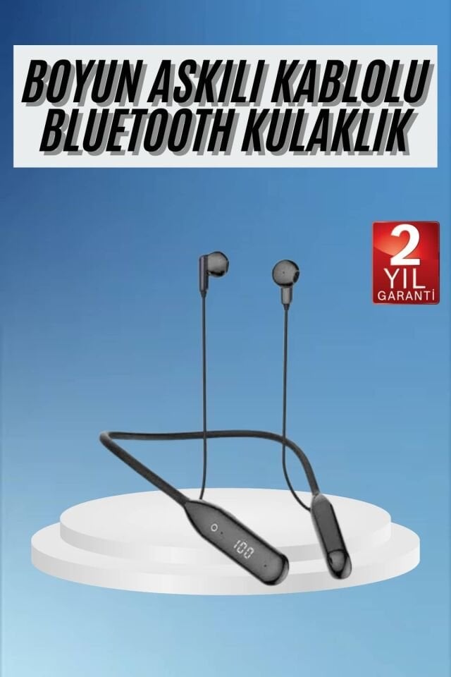 Boyun Bantlı Kablolu Yüksek Ses Kaliteli Bluetooth Kulaklık Uzun Pil Ömrü 100 saat sarj - Lisinya