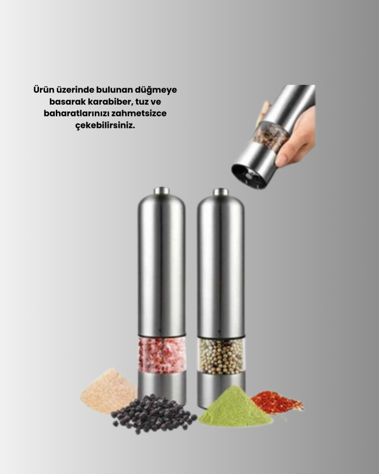 Işıklı Pilli Baharat Değirmeni Taze ve Pratik Öğütme - Lisinya